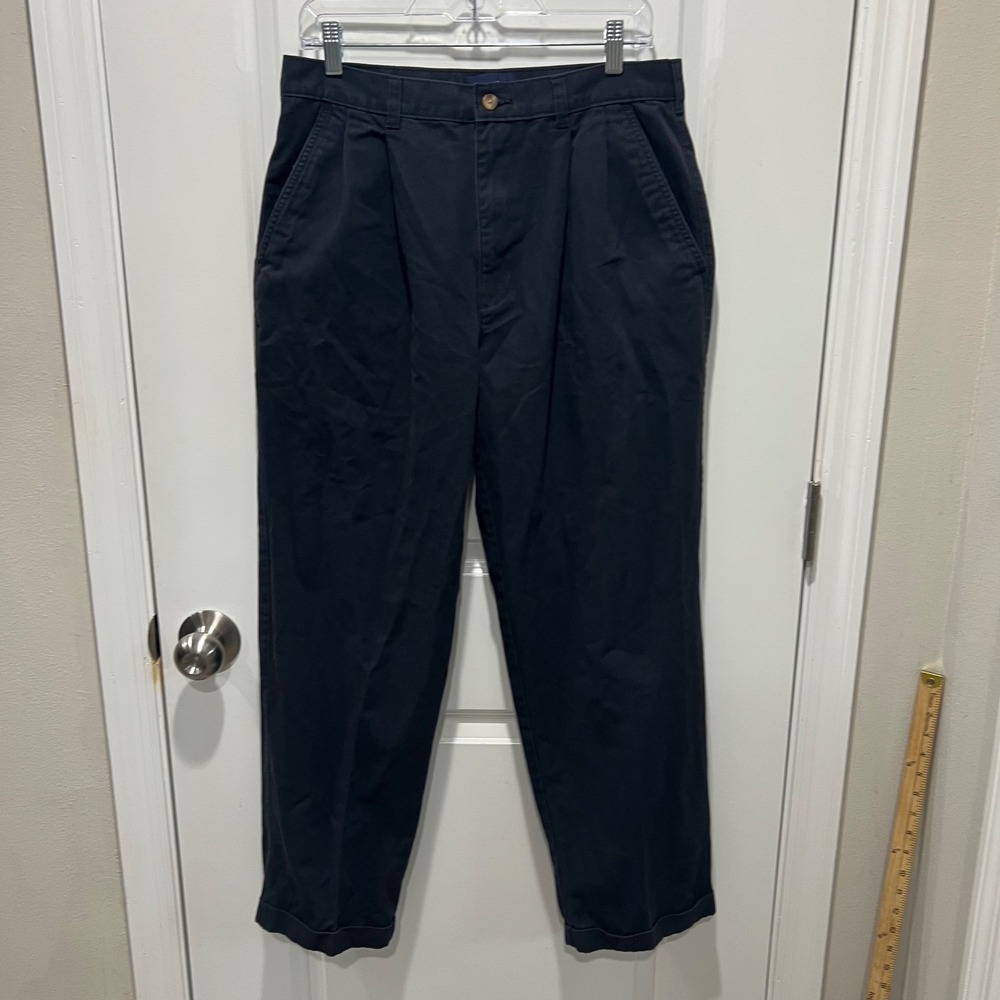 Puritan Mens Chino Pants Pleated Front Dress‎ Navy 32x30
